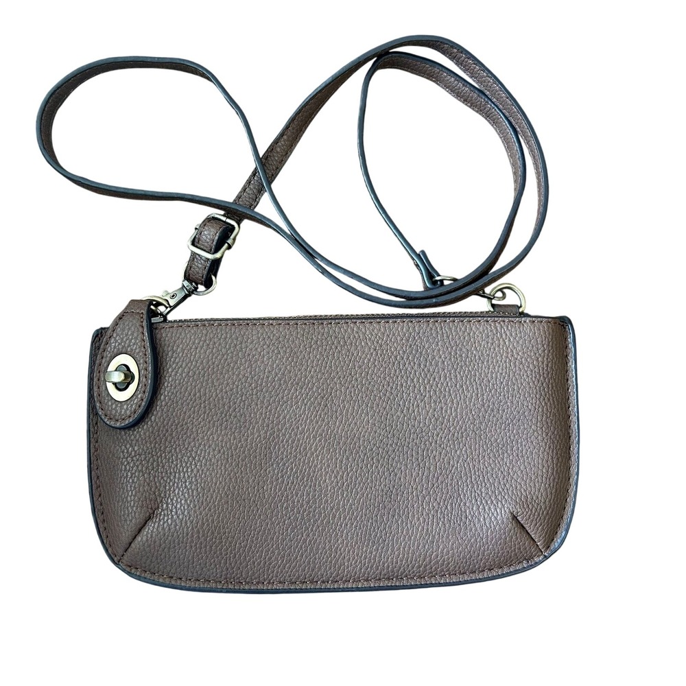 Joy Susan Mini Crossbody Wristlet Clutch Vegan  Leather Brown EUC‎  Y2K Boho